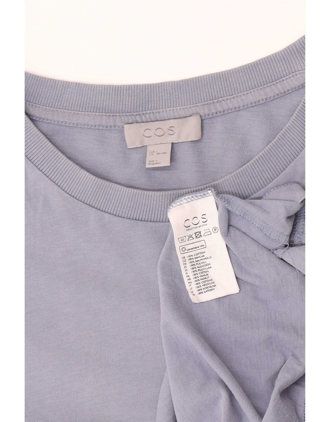 Cos Mens T-Shirt Top Large Blue Cotton