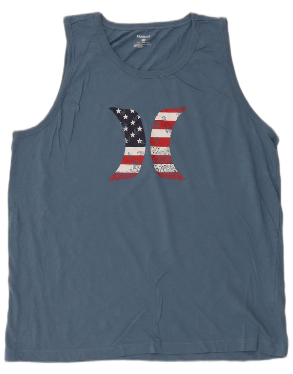 Hurley Mens Graphic Vest Top XL Blue Cotton