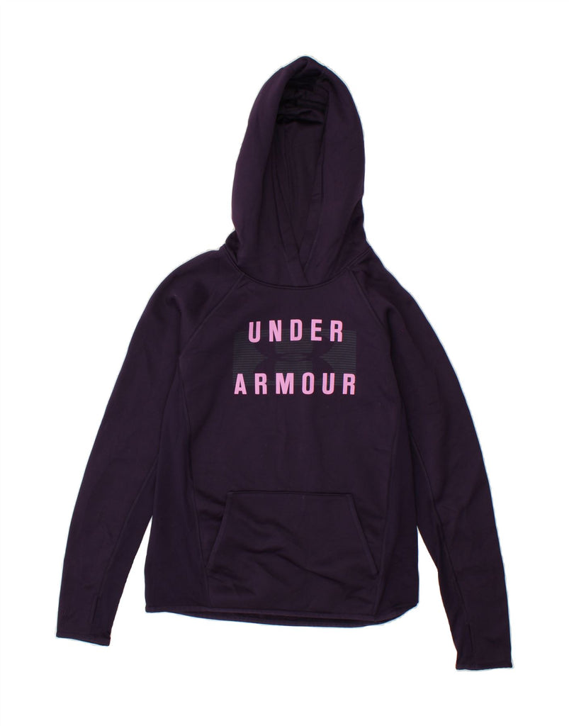 UNDER ARMOUR Womens Cold Gear Graphic Hoodie Jumper UK 10 Small Purple | Vintage Under Armour | Thrift | Second-Hand Under Armour | Used Clothing | Messina Hembry 