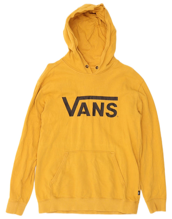 Vans Mens Graphic Hoodie Jumper Large Yellow Cotton