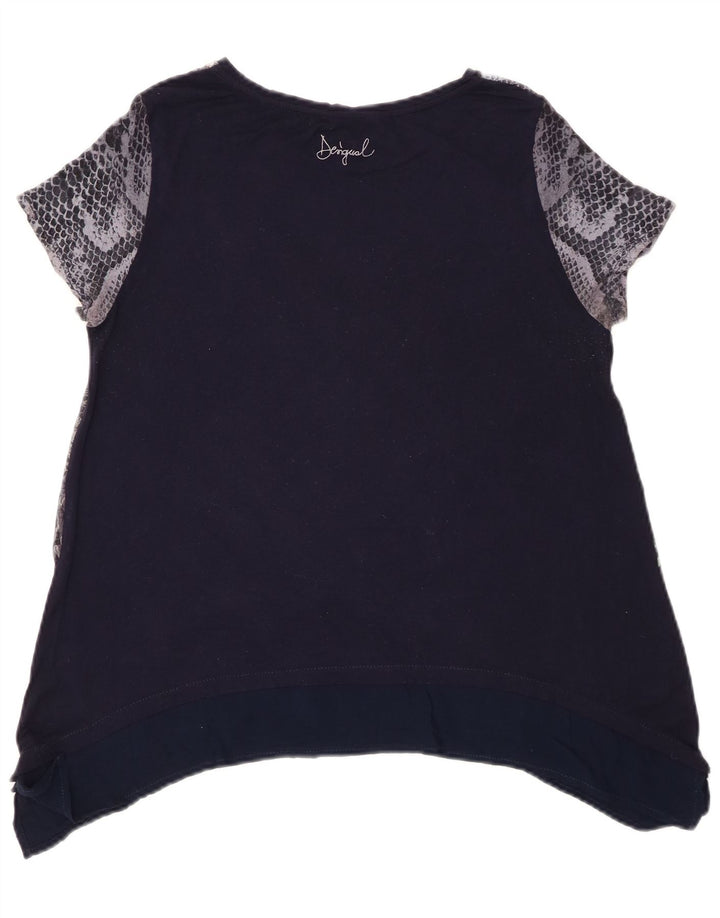 Desigual Womens Graphic Tunic Top UK 14 Medium Navy Blue Floral