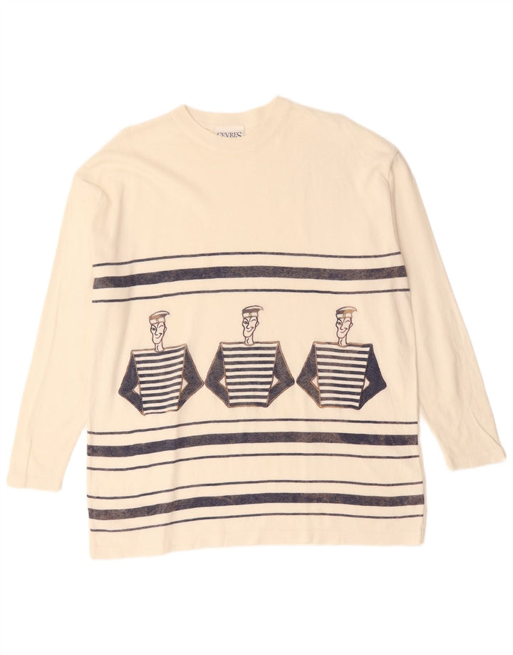 Sevres Mens Graphic Top Long Sleeve XL Off White Striped