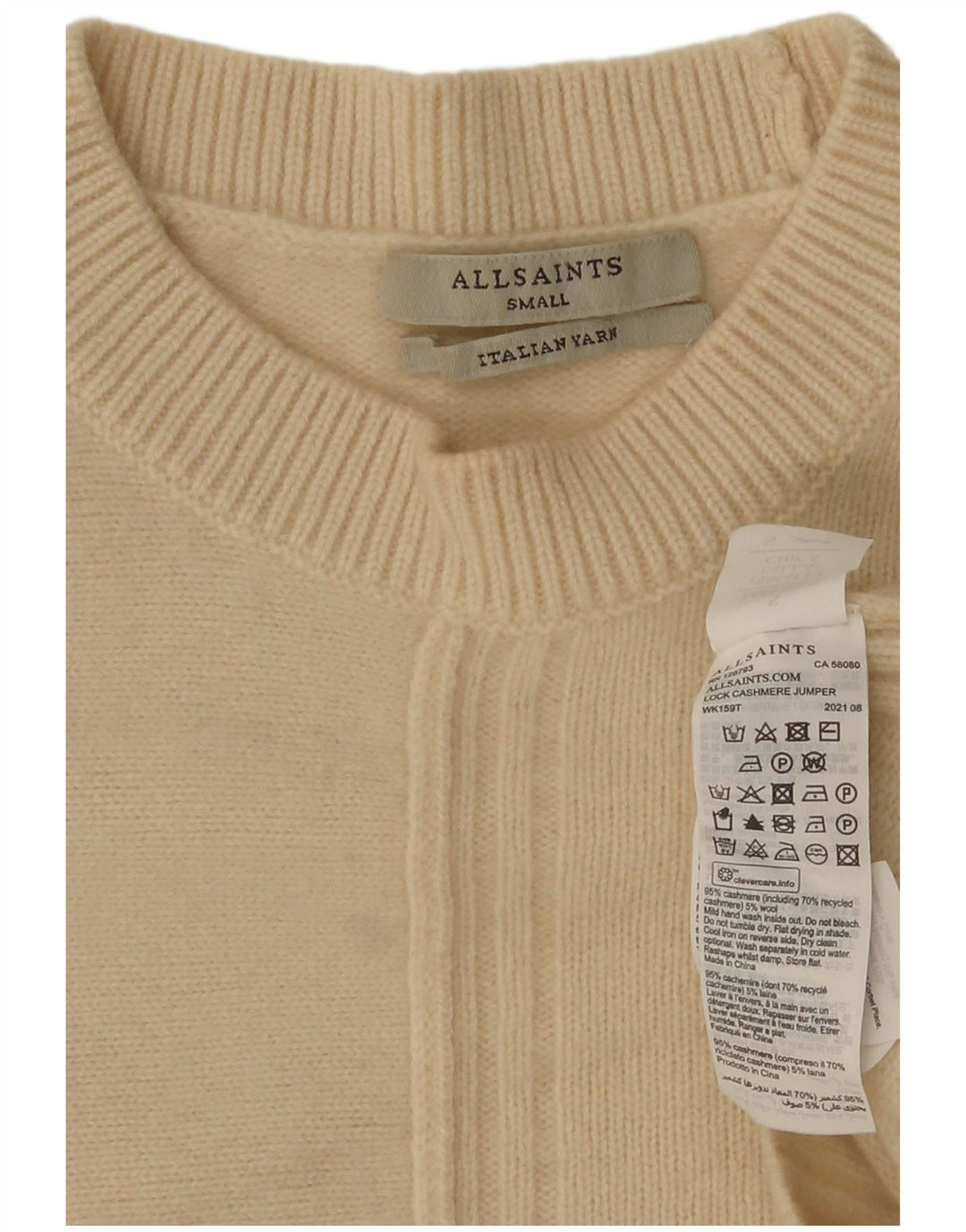 All Saints Womens Batwing Crew Neck Jumper Sweater UK 10 Small Off White