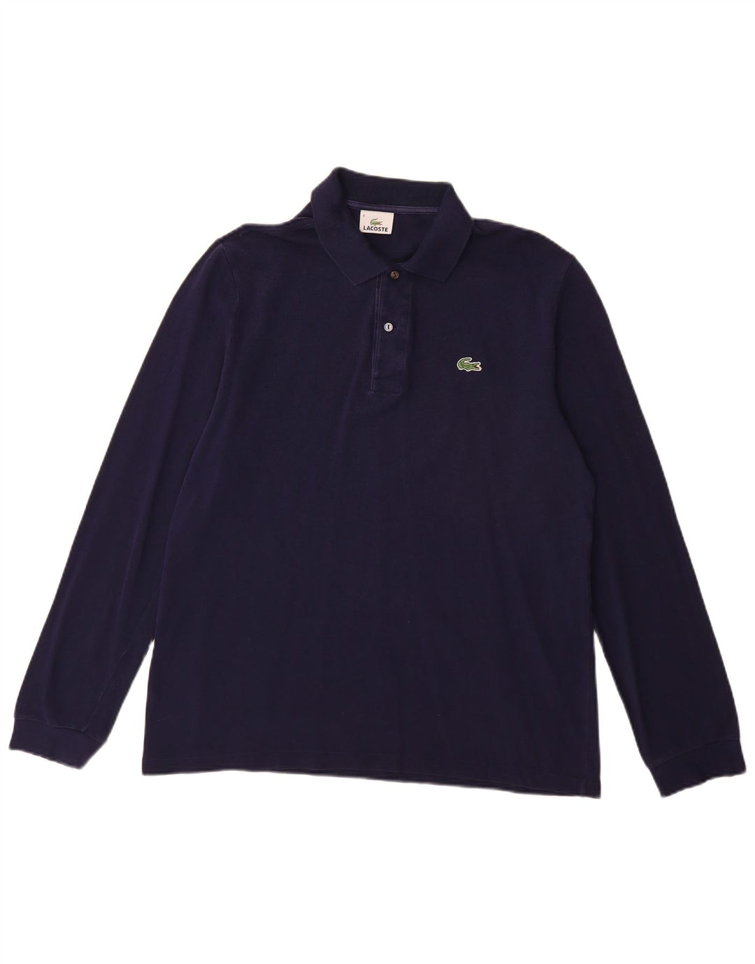 LACOSTE Mens Long Sleeve Polo Shirt Size 4 Medium Navy Blue Cotton