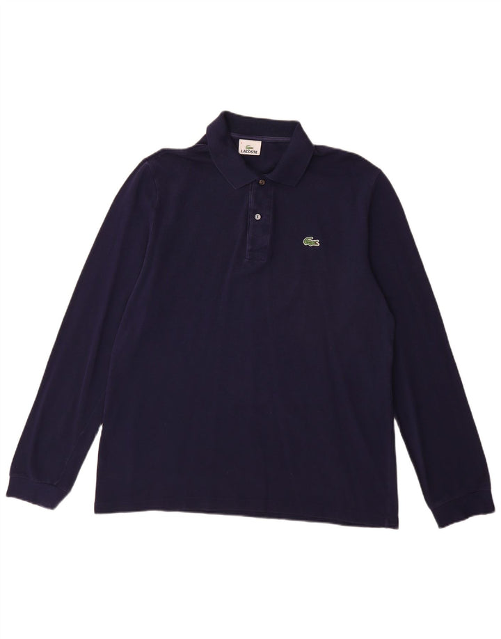 LACOSTE Mens Long Sleeve Polo Shirt Size 4 Medium Navy Blue Cotton