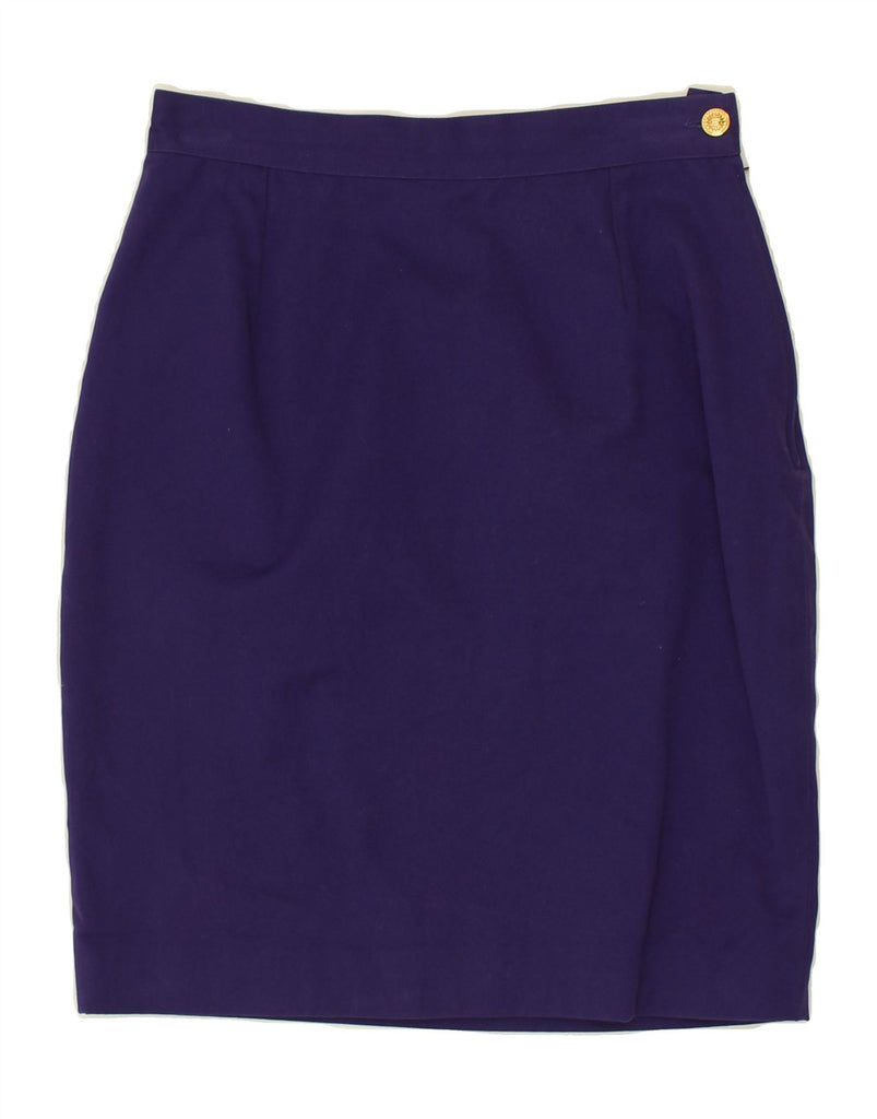 VERSACE Womens Pencil Skirt IT 44 Medium W30  Purple Cotton | Vintage Versace | Thrift | Second-Hand Versace | Used Clothing | Messina Hembry 