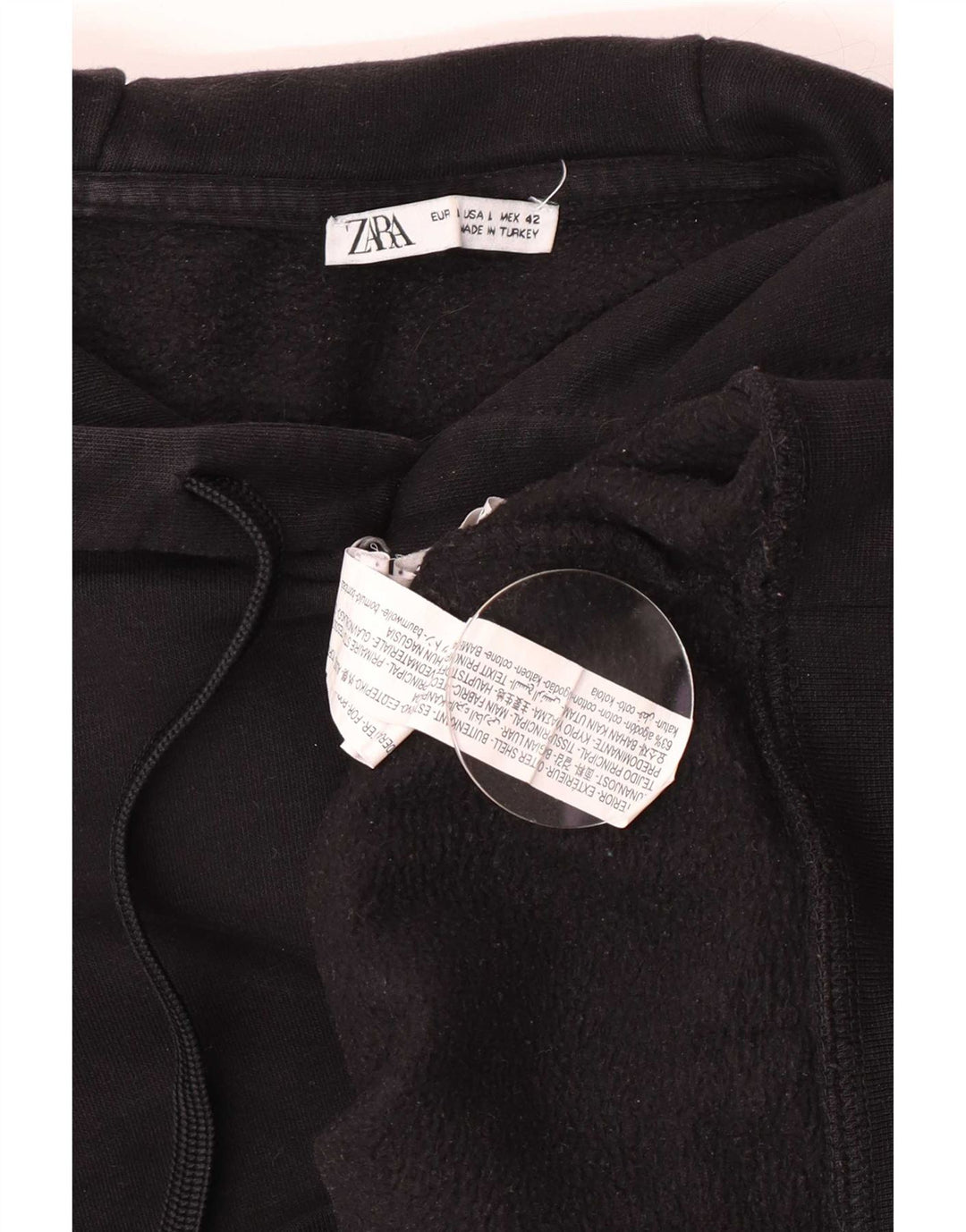 Zara Mens Hoodie Jumper Large Black Cotton