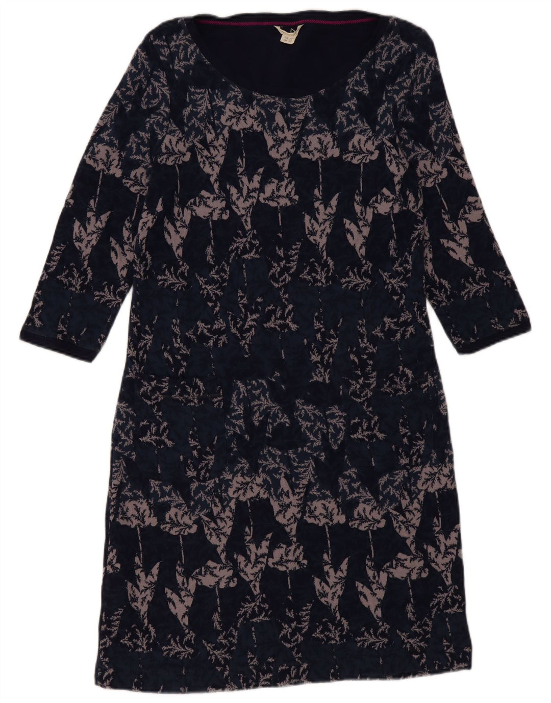 White Stuff Womens 3/4 Sleeve Basic Dress UK 14 Medium Navy Blue Floral