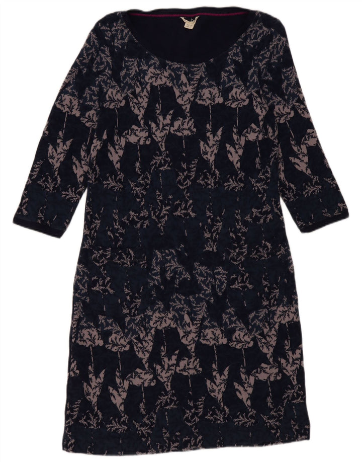 White Stuff Womens 3/4 Sleeve Basic Dress UK 14 Medium Navy Blue Floral