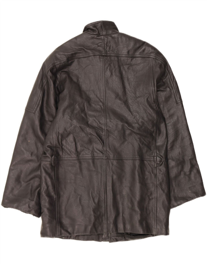 ELLESI Mens Leather Coat UK 38 Medium Black Leather Vintage Ellesi and Second-Hand Ellesi from Messina Hembry 