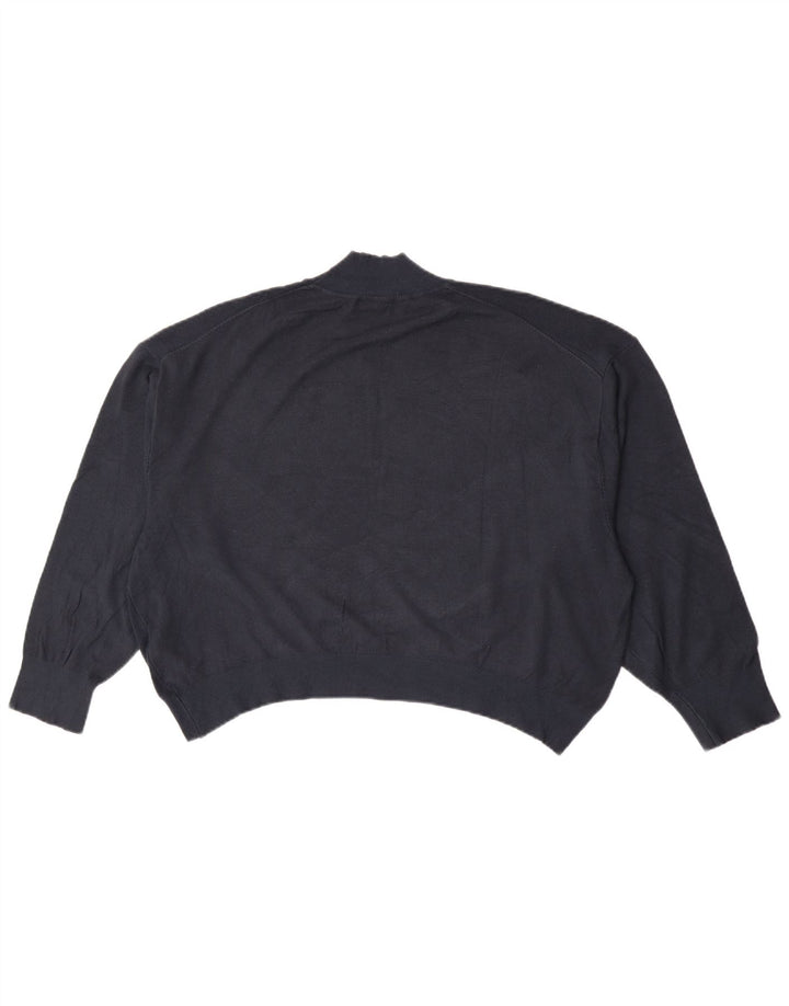 Zara Womens Oversized Turtle Neck Jumper Sweater UK 16 Large Navy Blue