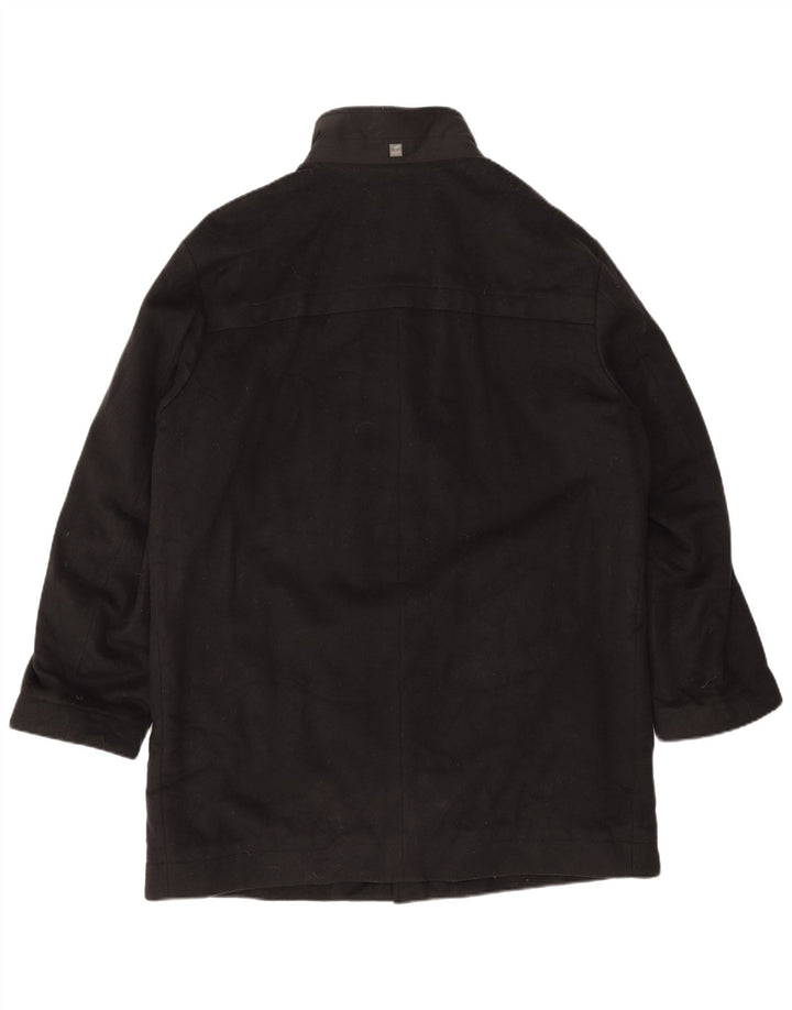 Hugo Boss Mens Overcoat UK 40 Large Black Virgin Wool