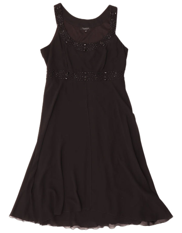 Debenhams Womens Sleeveless A-Line Dress UK 14 Medium Black Polyester