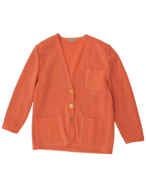 Devernois Paris Womens Cardigan Sweater UK 18 XL Orange Wool