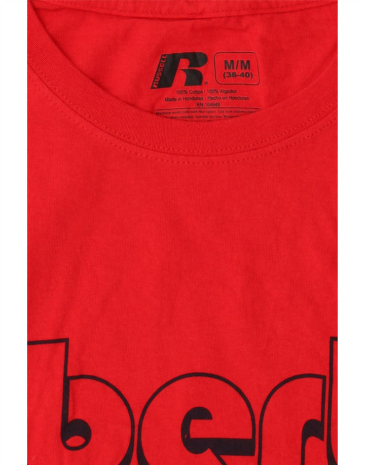 RUSSELL ATHLETIC Mens Graphic T-Shirt Top UK 38/40 Medium Red Vintage Russell Athletic and Second-Hand Russell Athletic from Messina Hembry 