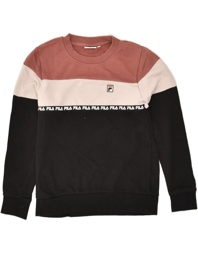 FILA Boys Sweatshirt Jumper 11-12 Years Multicoloured Colourblock Cotton | Vintage Fila | Thrift | Second-Hand Fila | Used Clothing | Messina Hembry 