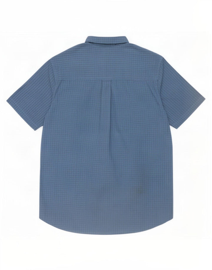 Chaps Mens Short Sleeve Shirt XL Blue Gingham Cotton