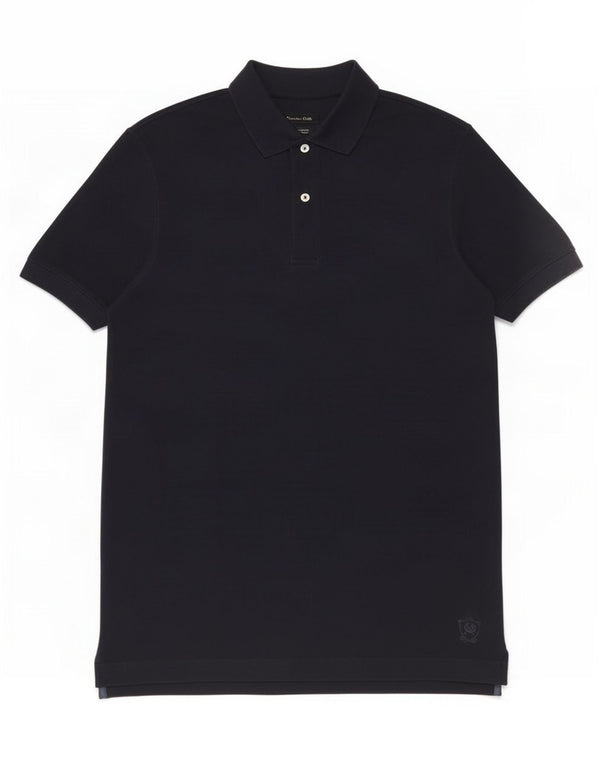 Massimo Dutti Mens Regular Fit Polo Shirt Large Navy Blue Cotton