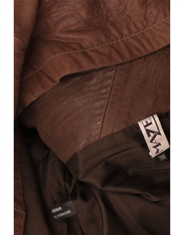 Maze Womens Oversized Leather Jacket EU 38 Medium Brown Leather