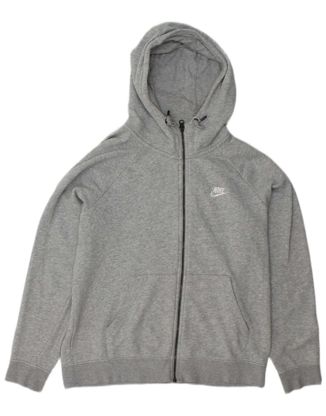NIKE Womens Zip Hoodie Sweater UK 14 Medium Grey Cotton