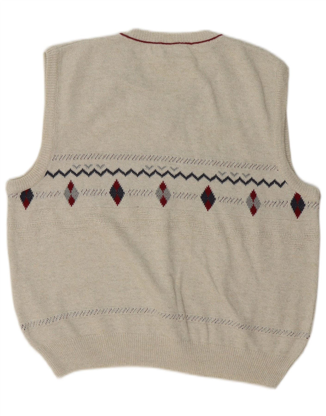 Canda Mens Vest Tank Top Large Beige Argyle/Diamond Cotton