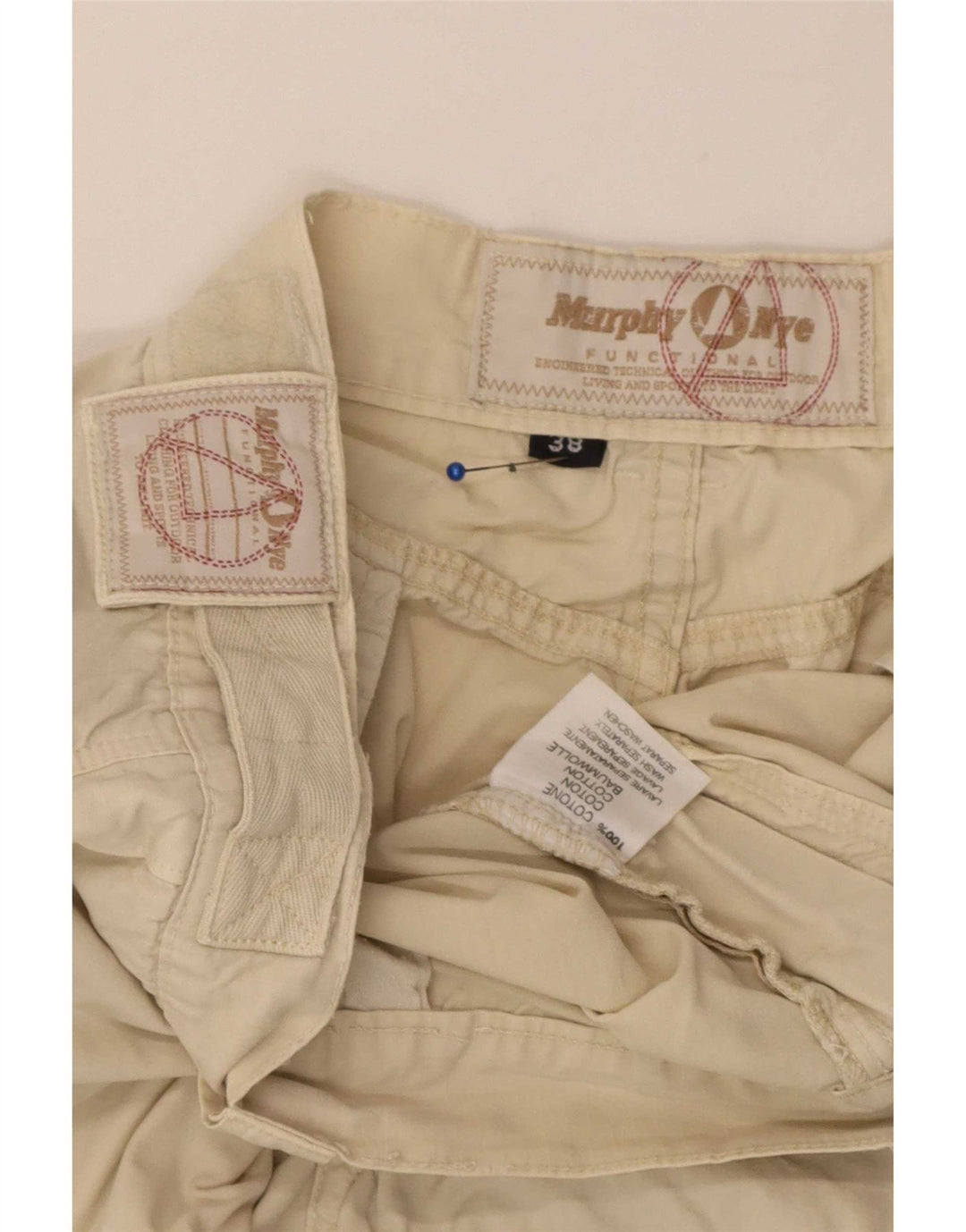 Murphy & Nye Mens Cargo Shorts W38 XL Beige Cotton