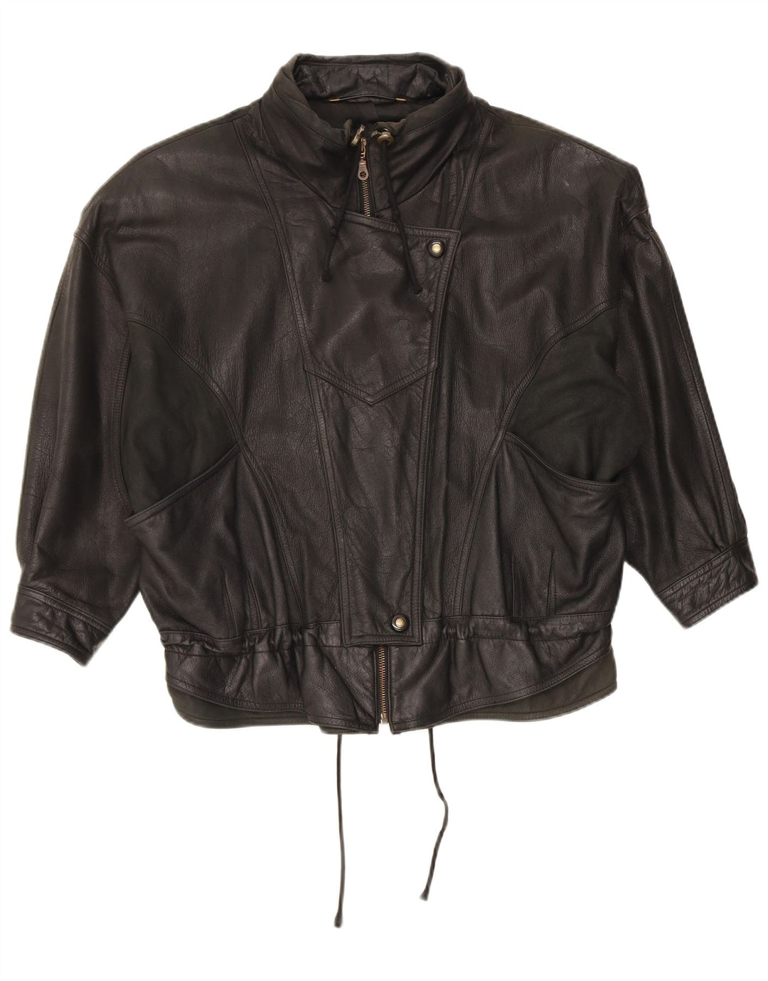 New Fast Womens Oversized Leather Jacket IT 44 Medium Black