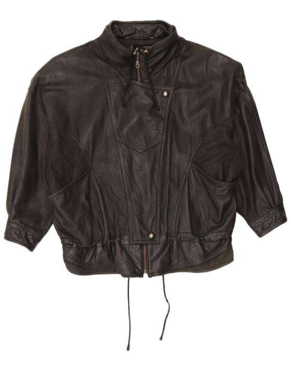 New Fast Womens Oversized Leather Jacket IT 44 Medium Black