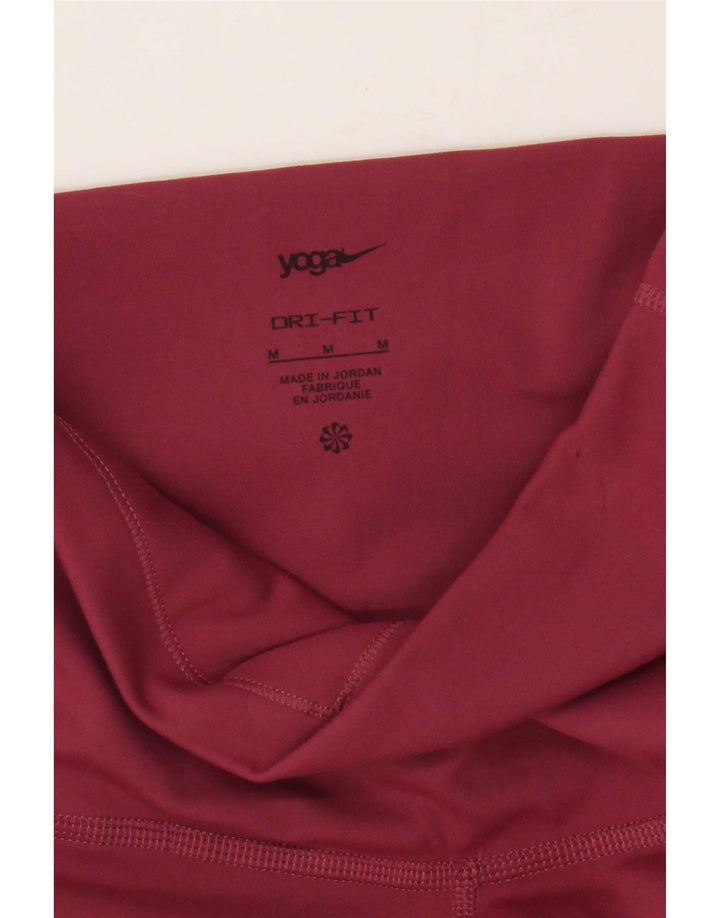 Nike Womens Yoga Leggings UK 12 Medium Burgundy