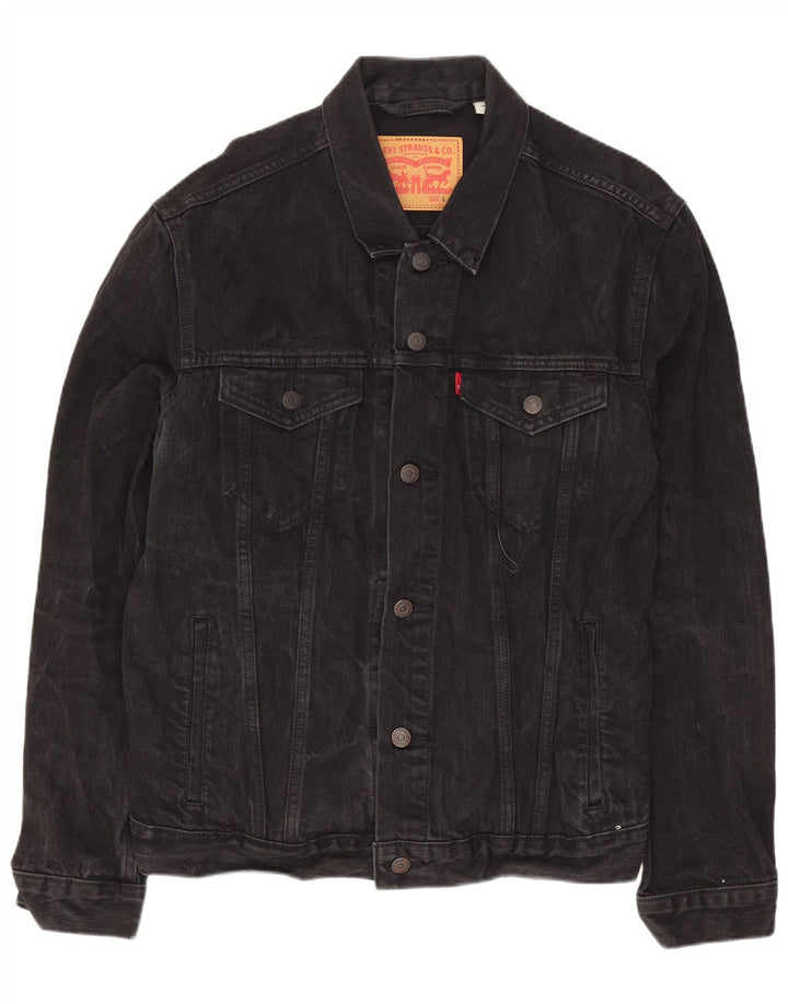 Levi's Mens Denim Jacket UK 40 Large Black Cotton