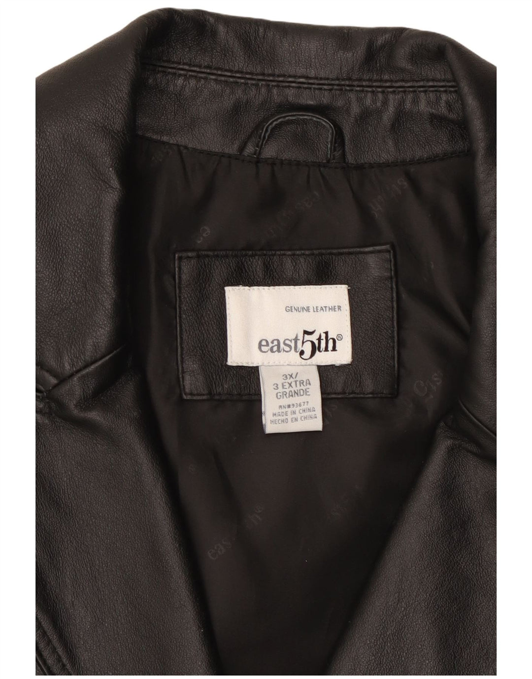 East 5th Womens 3 Button Leather Blazer Jacket UK 22 3XL Black Leather