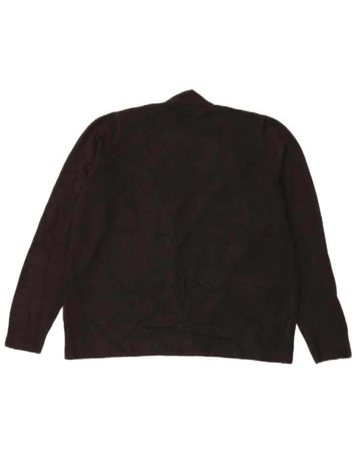 Marks & Spencer Womens Open Cardigan Sweater UK 16 Large Black Acrylic