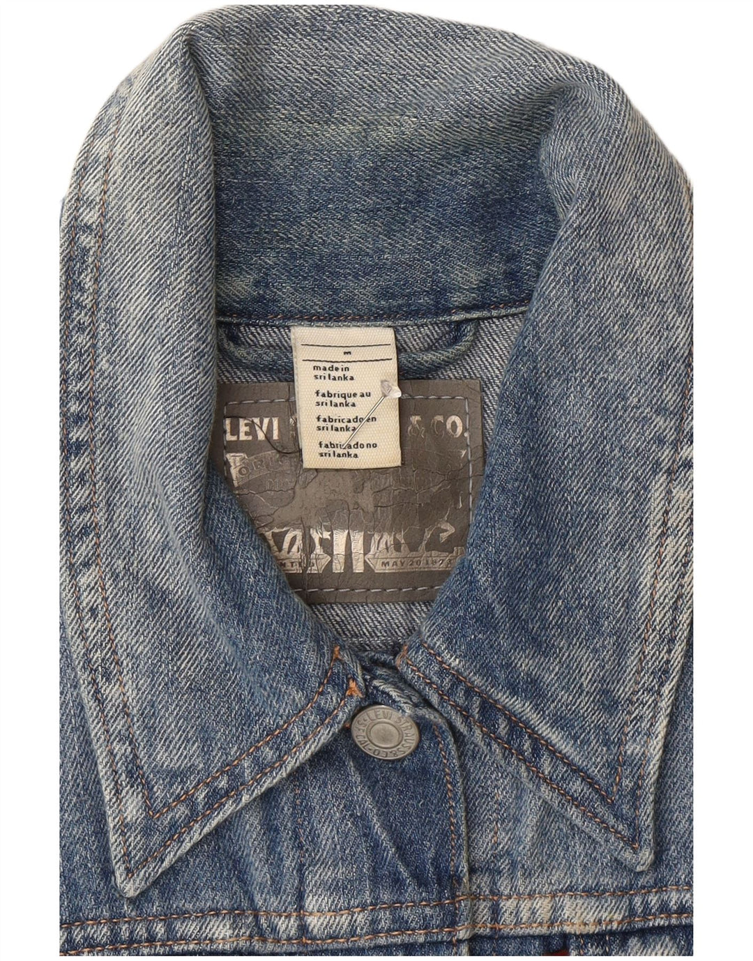 Levi's Womens Crop Denim Gilet UK 12 Medium Blue Cotton