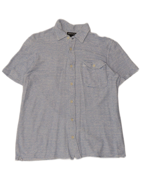 Whistles Mens Short Sleeve Shirt Small Blue Pinstripe Cotton