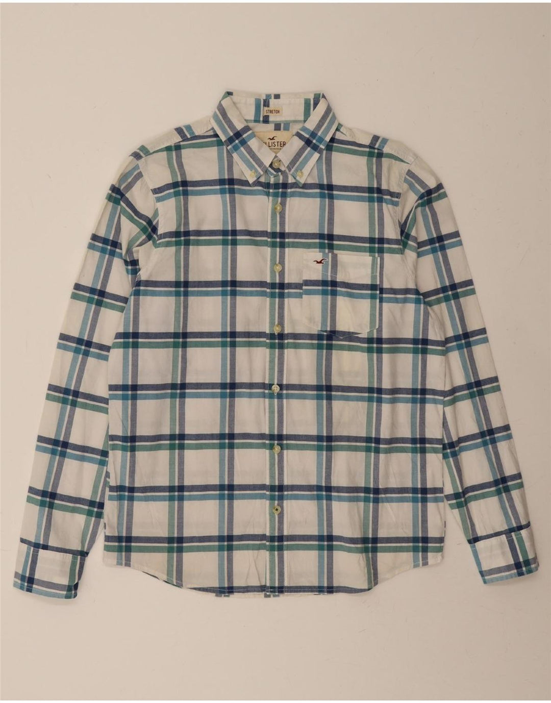 HOLLISTER Mens Shirt Medium Blue Check Cotton Vintage Hollister and Second-Hand Hollister from Messina Hembry 