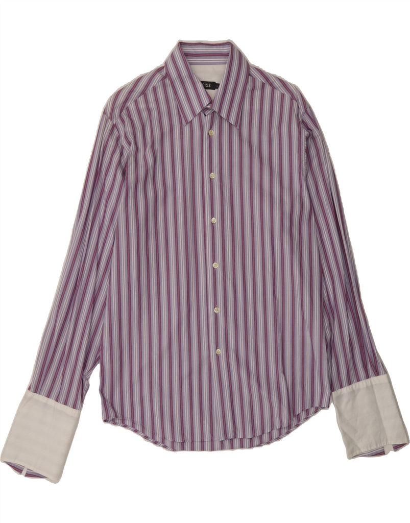 REISS Mens Shirt Large Purple Striped Cotton Vintage Reiss and Second-Hand Reiss from Messina Hembry 