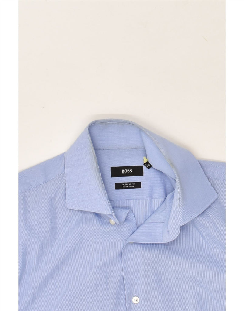 HUGO BOSS Mens Regular Fit Shirt Size 15 1/2 40 Medium Blue Cotton | Vintage Hugo Boss | Thrift | Second-Hand Hugo Boss | Used Clothing | Messina Hembry 