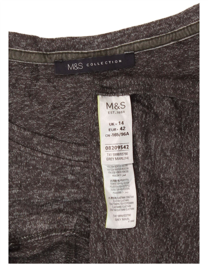 Marks & Spencer Womens T-Shirt Top UK 14 Large Grey Flecked Viscose