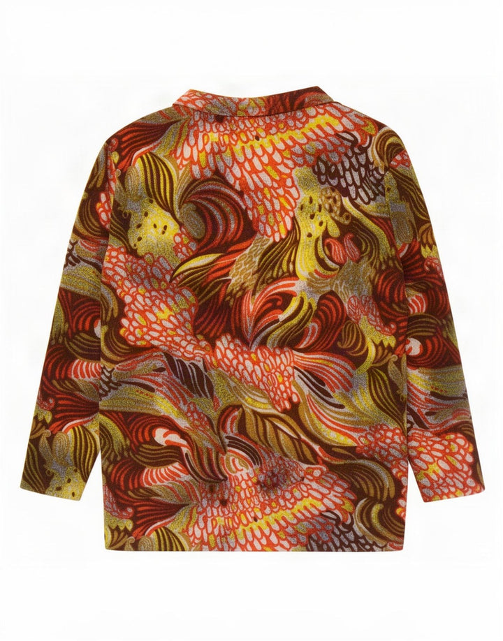 Vintage Womens Abstract Pattern Top Long Sleeve UK 14 Medium Multicoloured