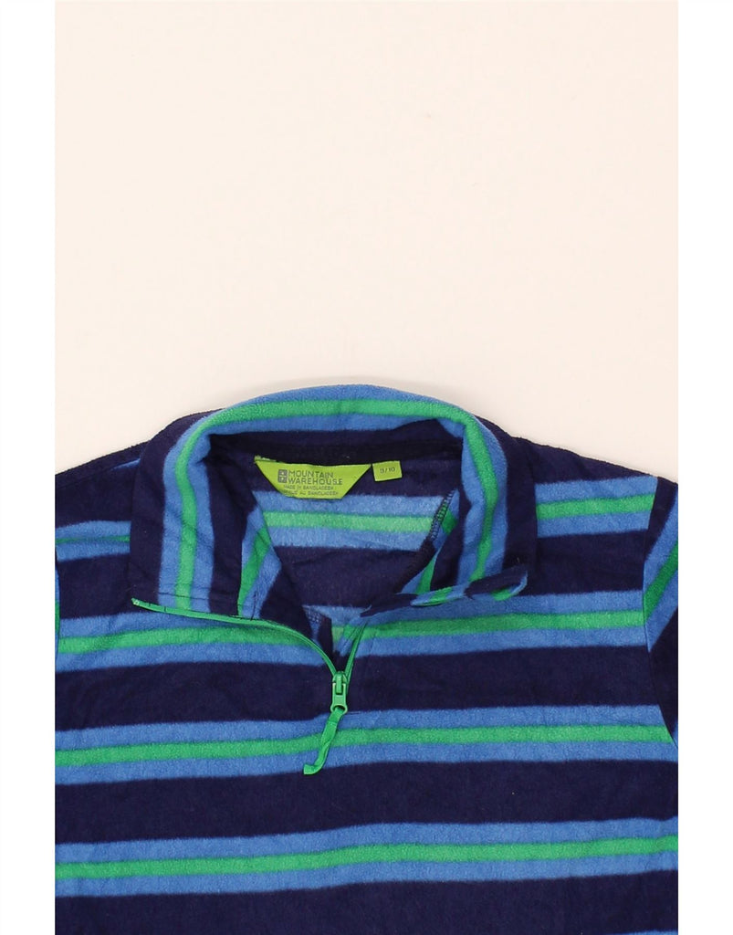 MOUNTAIN WAREHOUSE Boys Zip Neck Fleece Jumper 9-10 Years Blue Striped Vintage Mountain Warehouse and Second-Hand Mountain Warehouse from Messina Hembry 