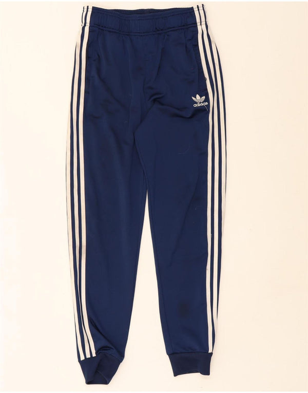 Adidas Boys Tracksuit Trousers Joggers 13-14 Years Navy Blue Polyester