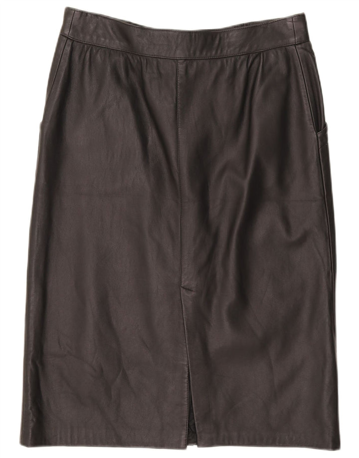 Vintage Womens Leather Skirt W33 Large Black