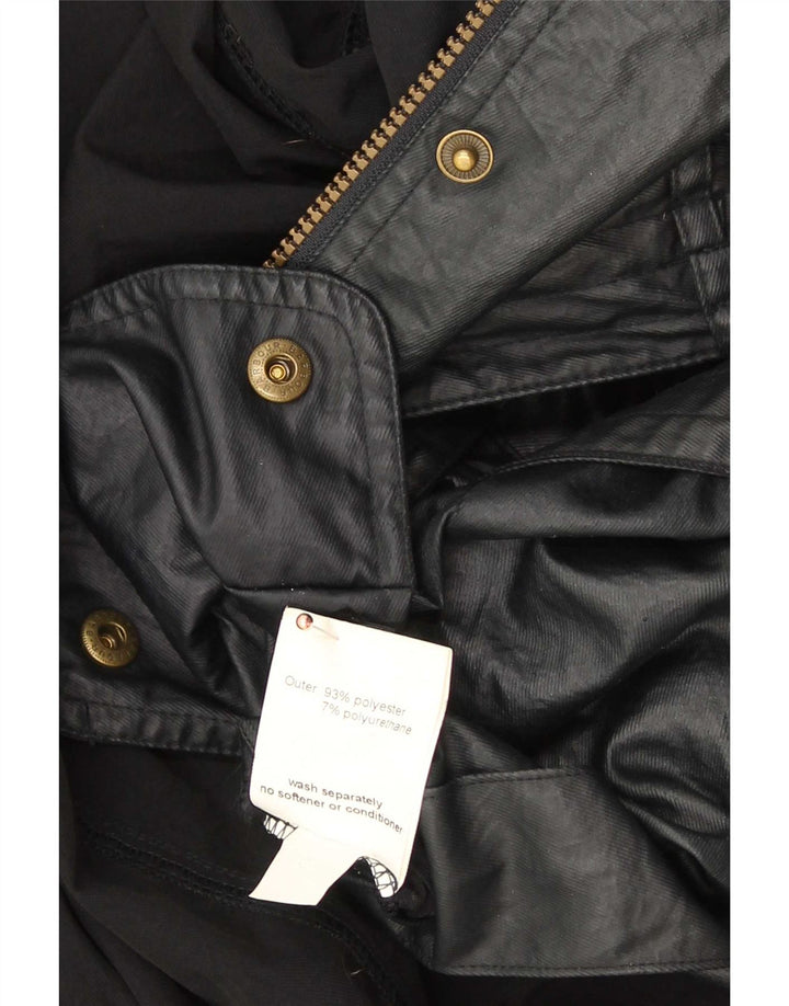 Barbour Womens Faux Leather Military Jacket UK 14 Large Black Polyester