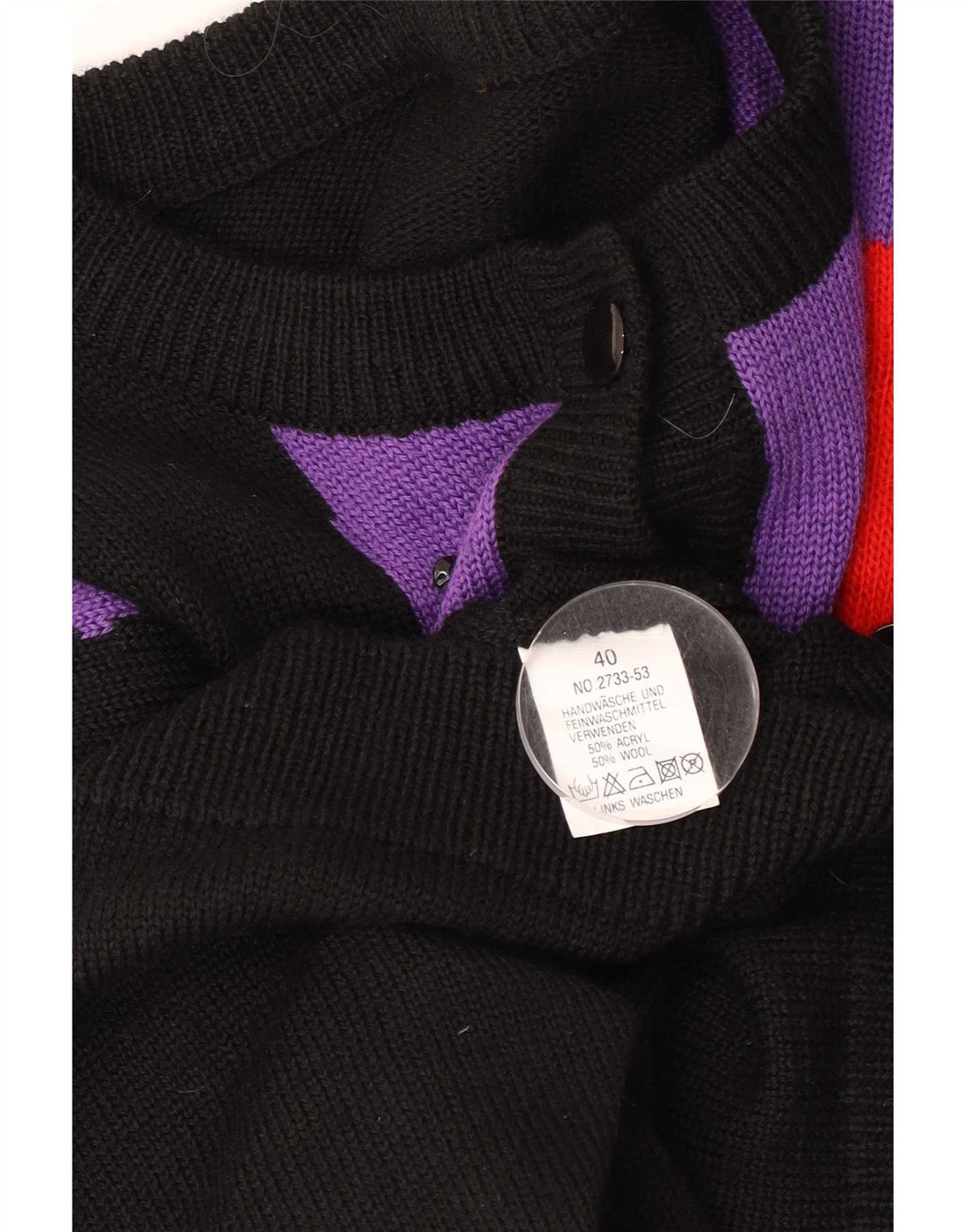 Vintage Womens Longline Cardigan Sweater EU 40 Medium Black Colourblock