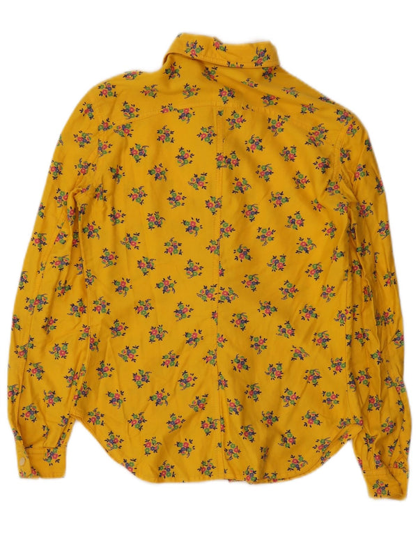 Vintage Womens Shirt UK 8 Small Yellow Floral