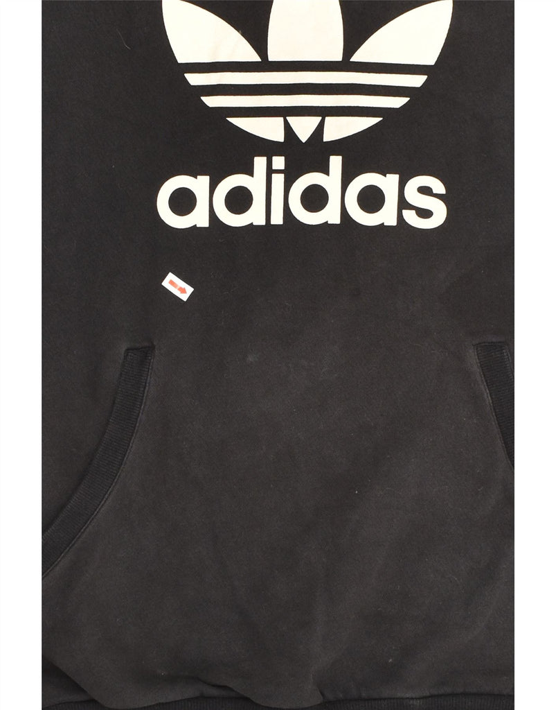 ADIDAS Girls Graphic Hoodie Jumper 15-16 Years Black Cotton | Vintage Adidas | Thrift | Second-Hand Adidas | Used Clothing | Messina Hembry 