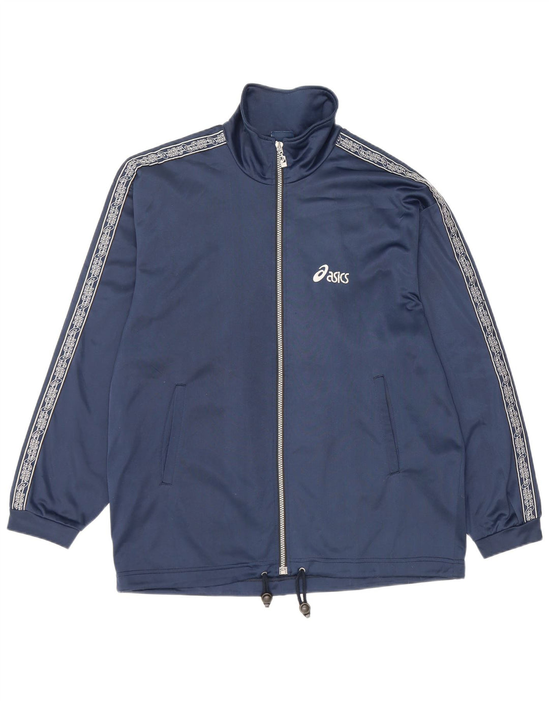 Asics Mens Graphic Tracksuit Top Jacket Medium Navy Blue