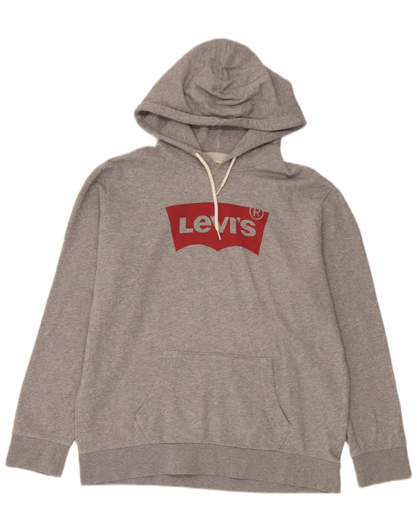 Levi's Mens Graphic Hoodie Jumper Large Grey Cotton