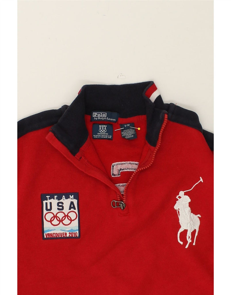 POLO RALPH LAUREN Boys USA Vancouver 2010 Sweatshirt Jumper 7-8 Years Red | Vintage Polo Ralph Lauren | Thrift | Second-Hand Polo Ralph Lauren | Used Clothing | Messina Hembry 