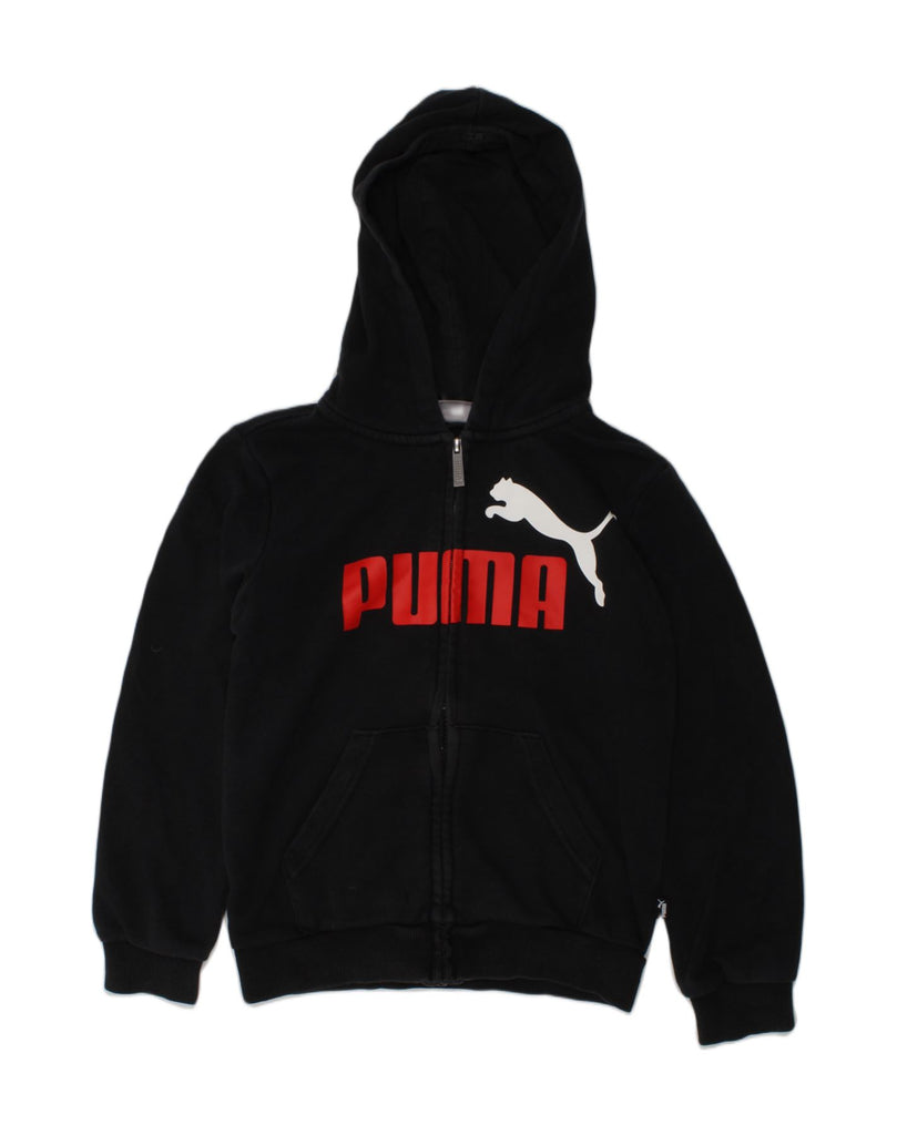 PUMA Boys Graphic Zip Hoodie Sweater 9-10 Years Black Cotton | Vintage Puma | Thrift | Second-Hand Puma | Used Clothing | Messina Hembry 